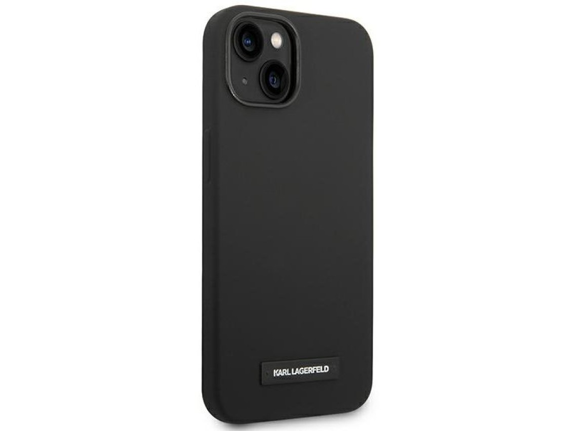 Capa rígida preta com placa de silicone preta Karl Lagerfeld KLHMP14MSLMP1K para iPhone 14 Plus de 6