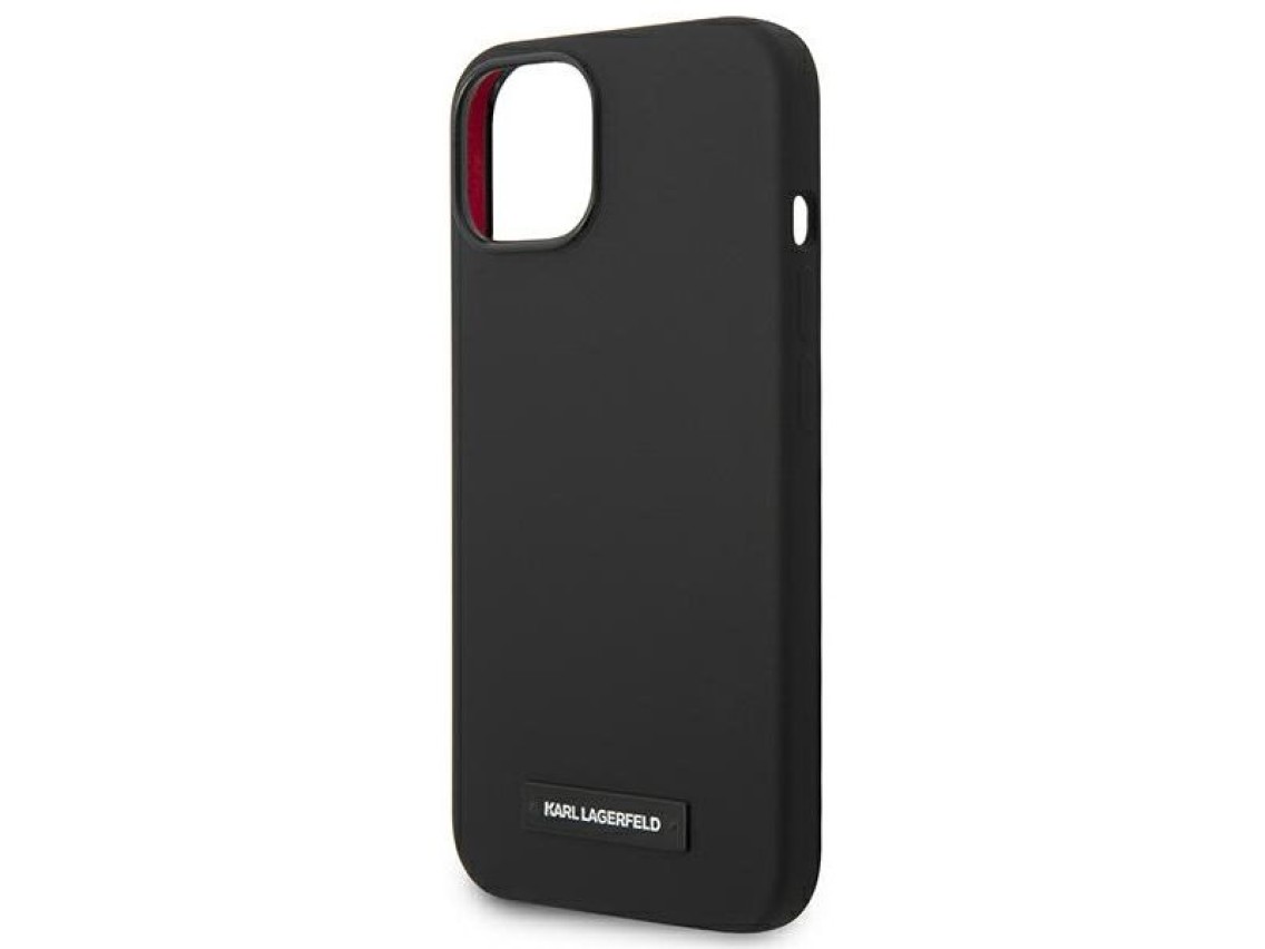Capa rígida preta com placa de silicone preta Karl Lagerfeld KLHMP14MSLMP1K para iPhone 14 Plus de 6