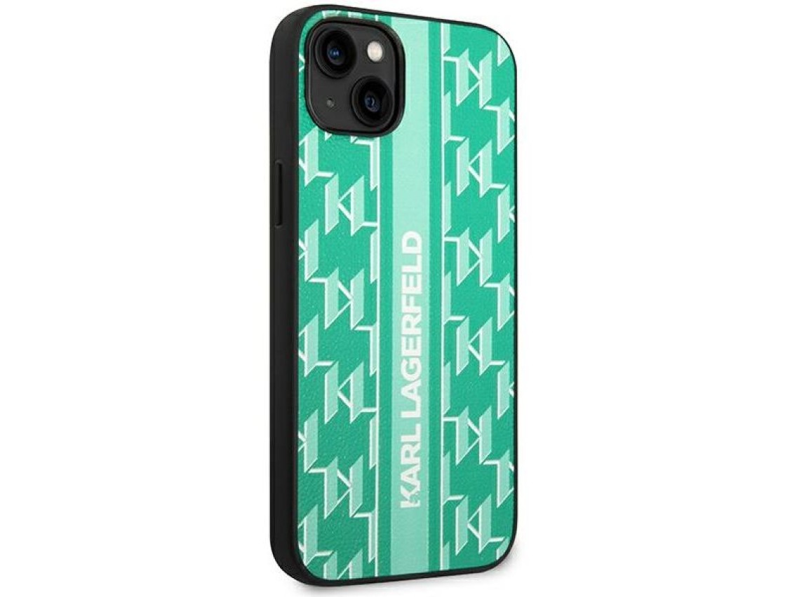 Karl Lagerfeld KLHCP14MPGKLSKN iPhone 14 Plus 6.7 "capa rígida verde / listra monograma verde
