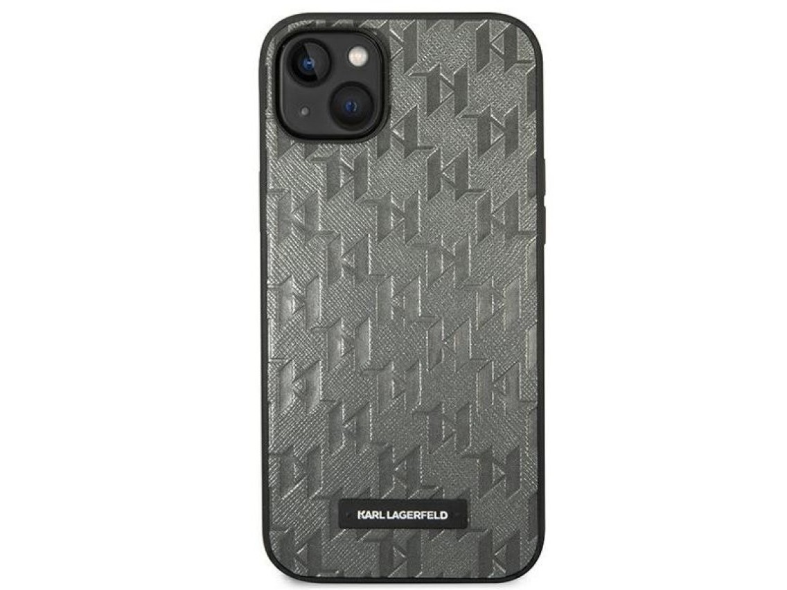 Karl Lagerfeld KLHCP14SSAKLHPG iPhone 14 6.1 "carcasa rígida gris / gris Saffiano Mono Metal Logo