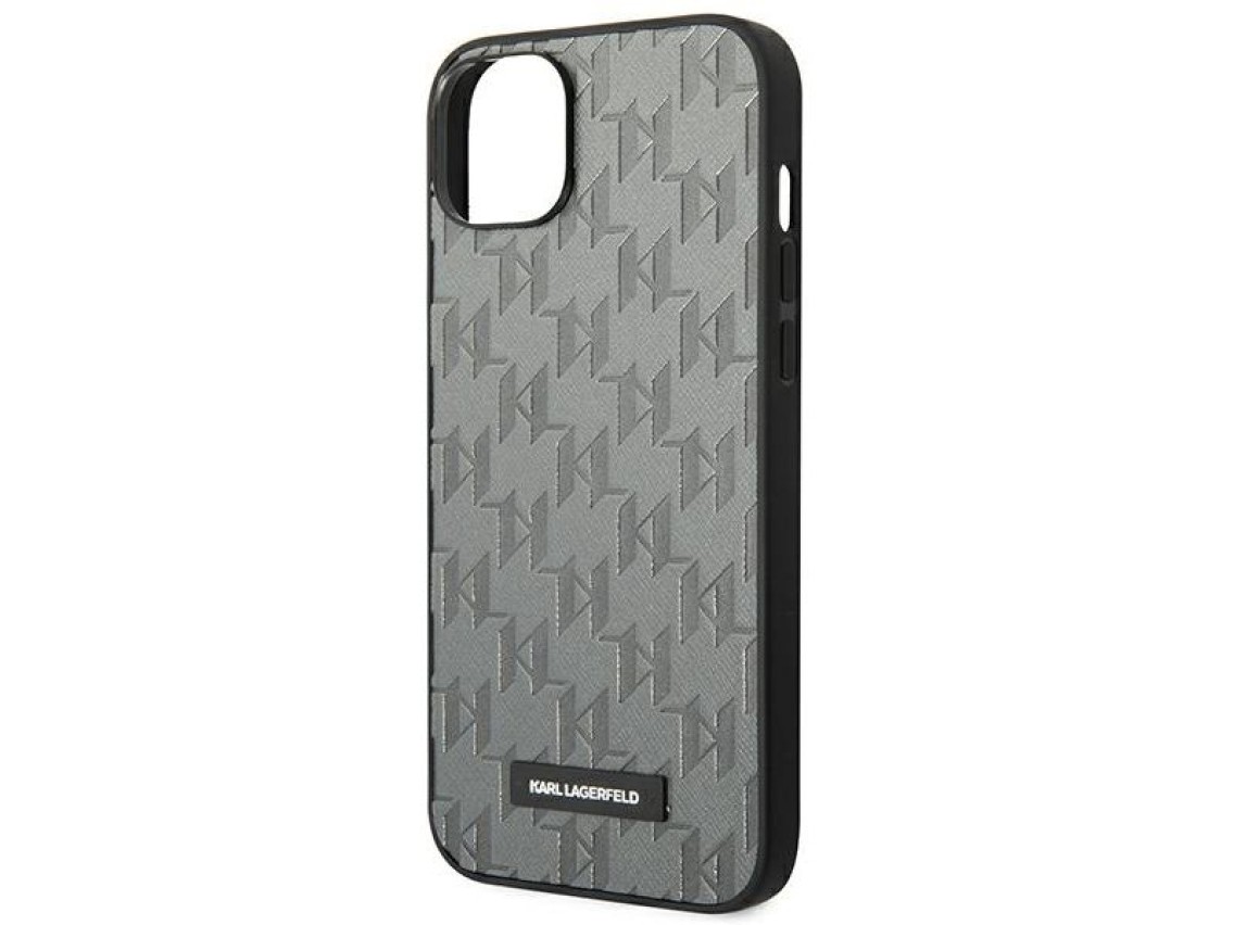 Karl Lagerfeld KLHCP14SSAKLHPG iPhone 14 6.1 "carcasa rígida gris / gris Saffiano Mono Metal Logo
