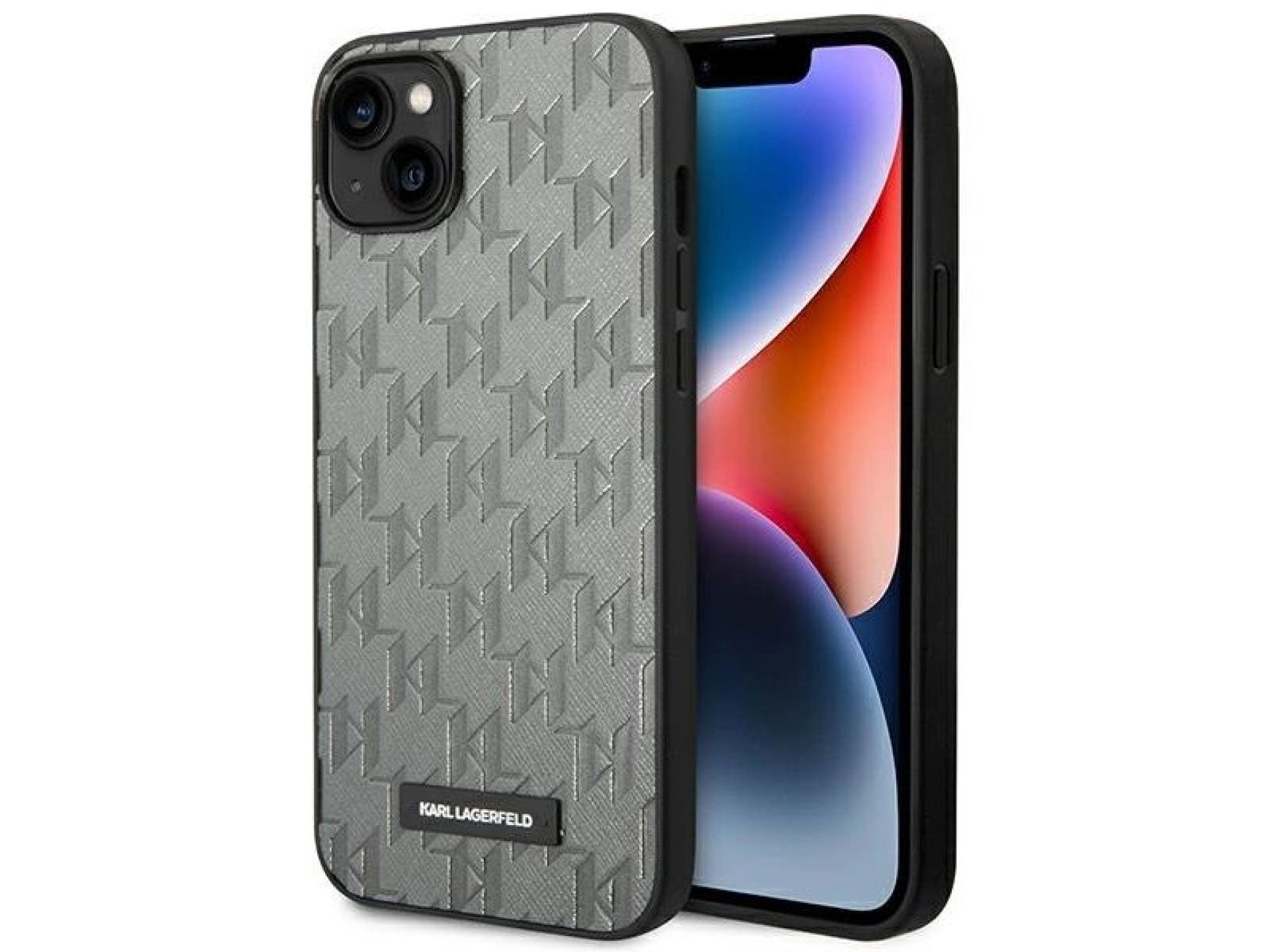 Karl Lagerfeld KLHCP14MSAKLHPG Capa rígida para iPhone 14 Plus de 6,7 polegadas cinza / Logotipo met
