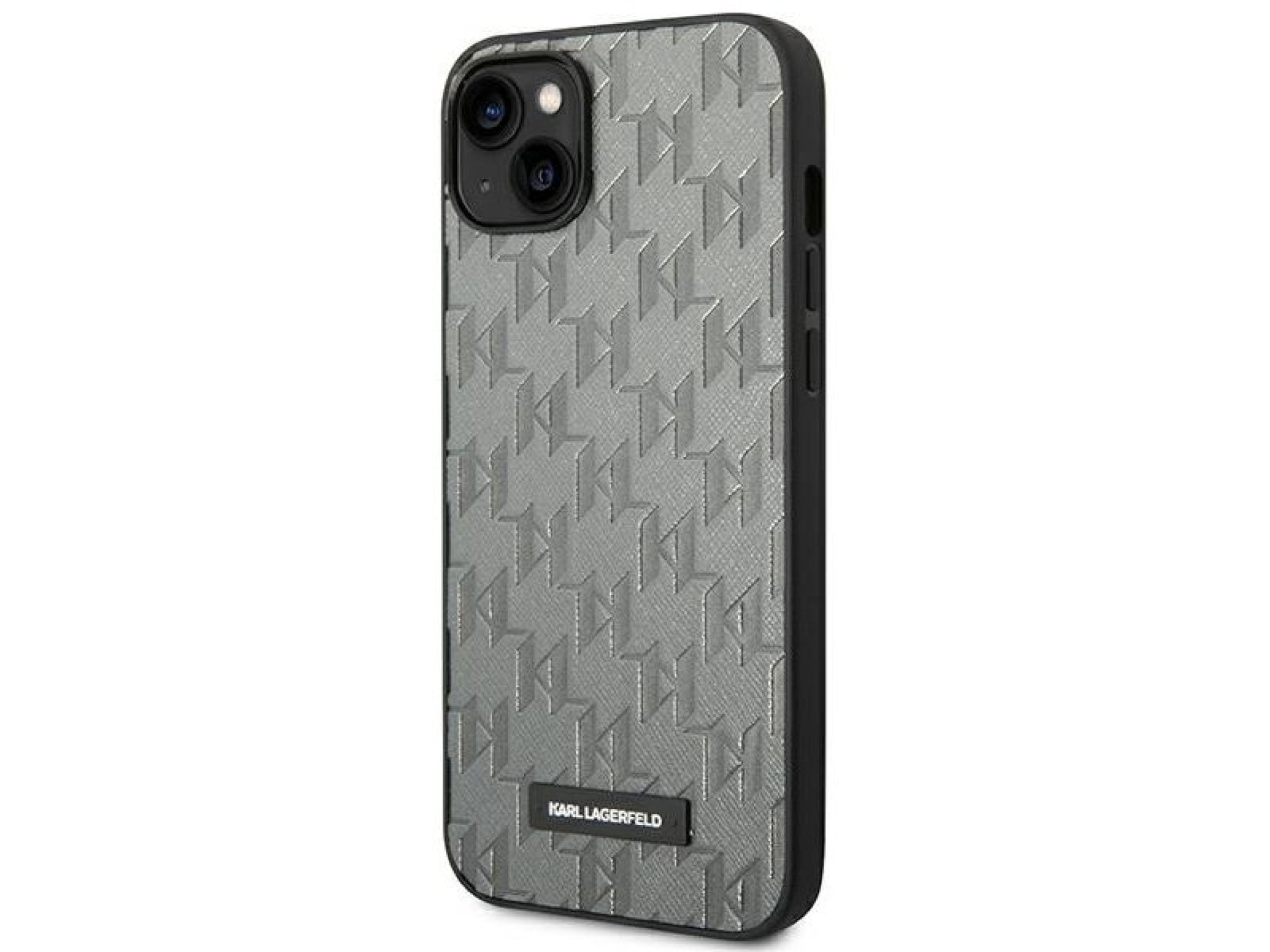Karl Lagerfeld KLHCP14MSAKLHPG Capa rígida para iPhone 14 Plus de 6,7 polegadas cinza / Logotipo met
