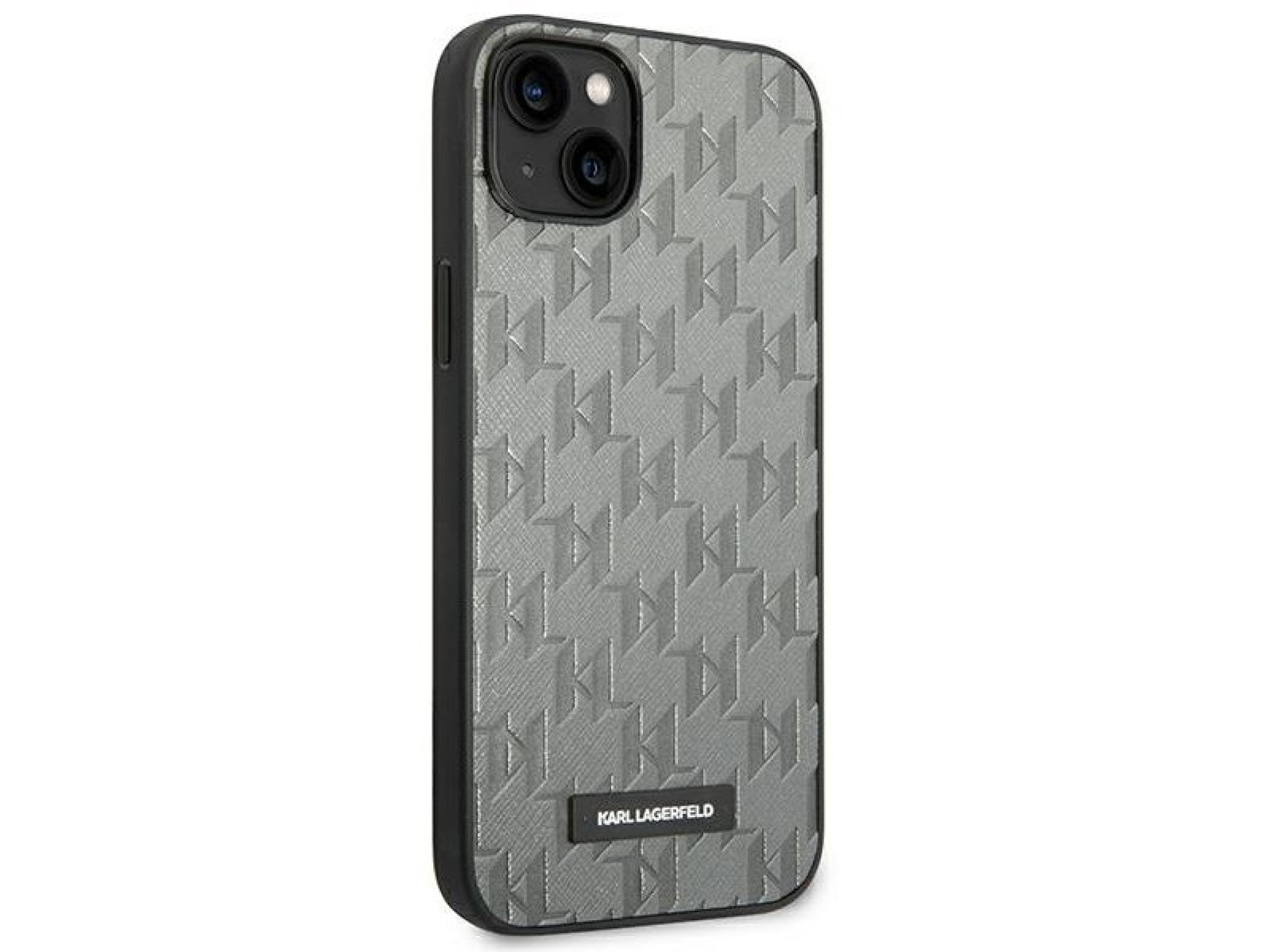 Karl Lagerfeld KLHCP14MSAKLHPG Capa rígida para iPhone 14 Plus de 6,7 polegadas cinza / Logotipo met