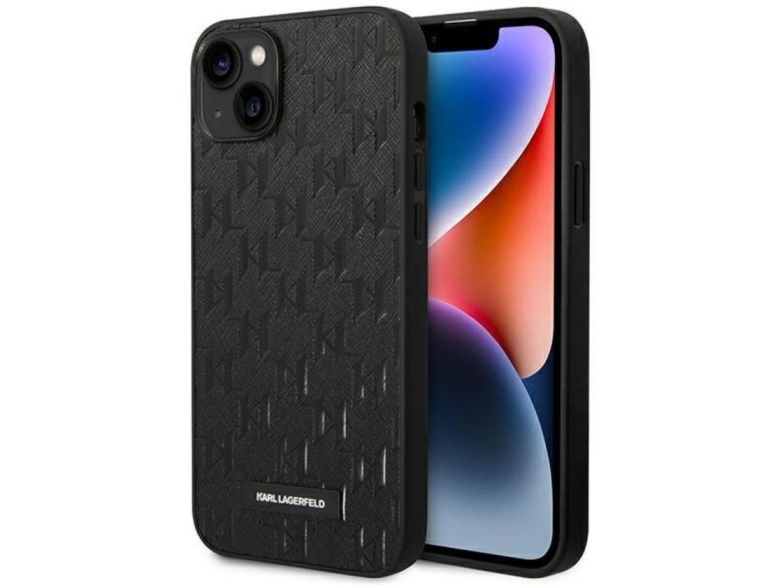 Karl Lagerfeld KLHCP14MSAKLHPK Capa rígida preta para iPhone 14 Plus de 6,7 polegadas com logotipo e