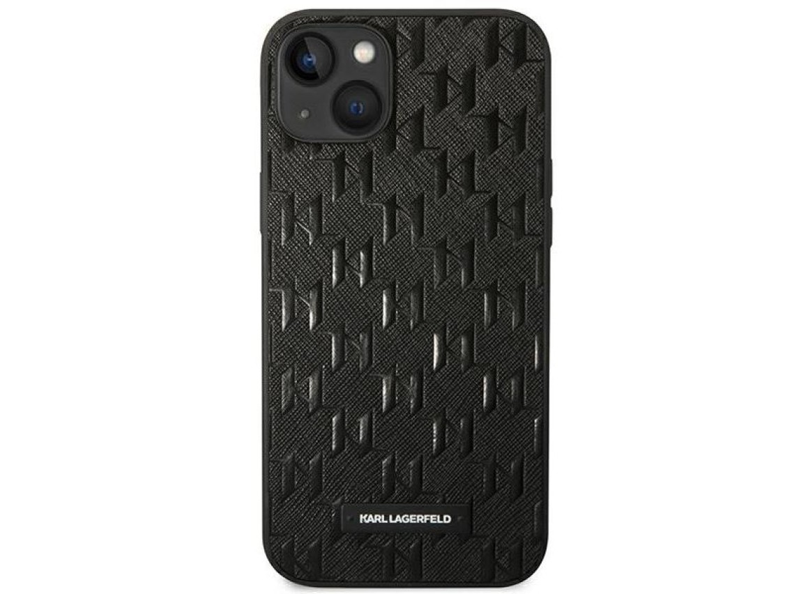 Karl Lagerfeld KLHCP14MSAKLHPK Capa rígida preta para iPhone 14 Plus de 6,7 polegadas com logotipo e