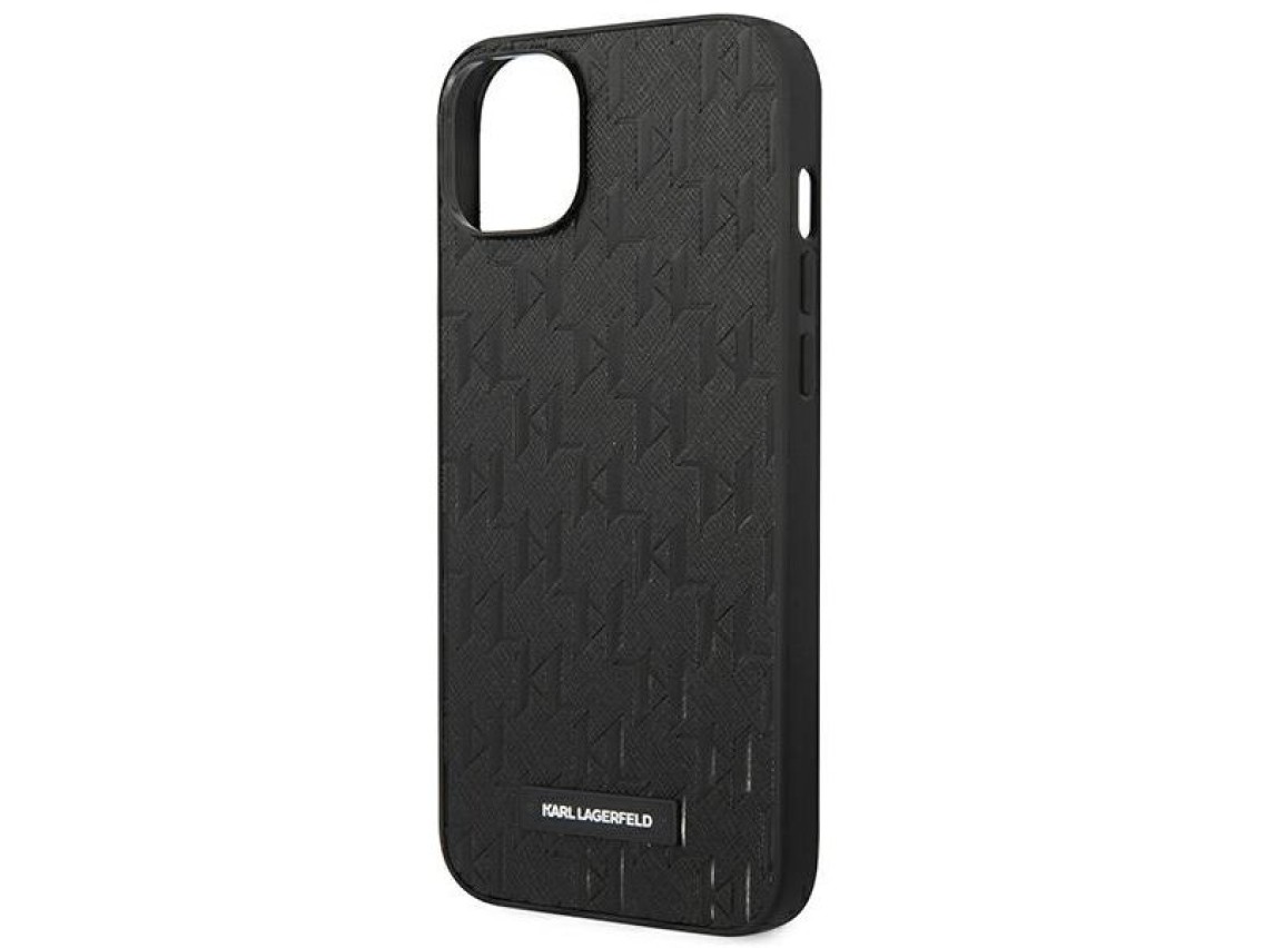 Karl Lagerfeld KLHCP14MSAKLHPK Capa rígida preta para iPhone 14 Plus de 6,7 polegadas com logotipo e