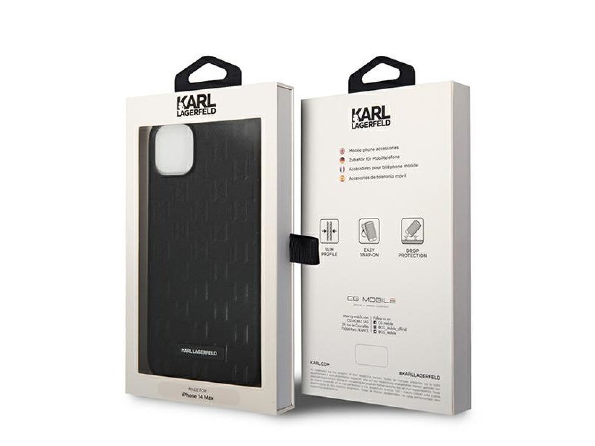 Karl Lagerfeld KLHCP14MSAKLHPK Capa rígida preta para iPhone 14 Plus de 6,7 polegadas com logotipo e