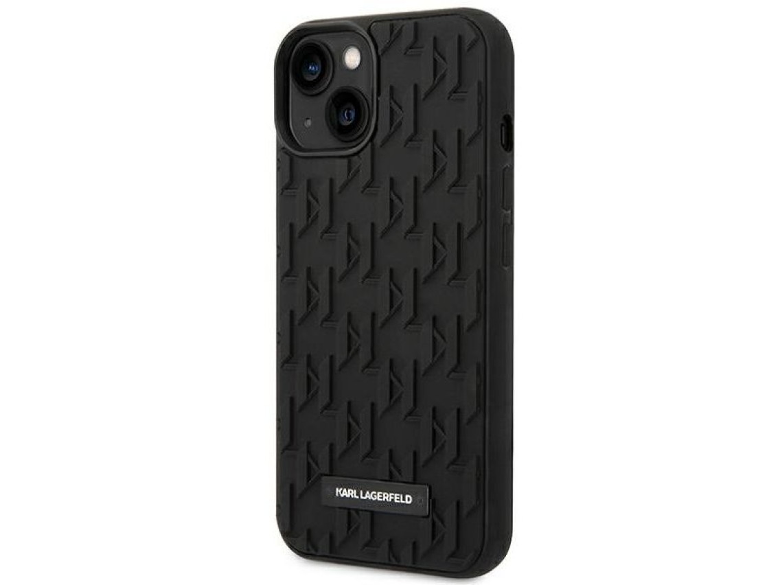 Funda con monograma 3D de Karl Lagerfeld para iPhone 14 Plus - Negra