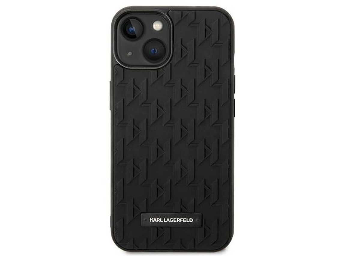 Funda con monograma 3D de Karl Lagerfeld para iPhone 14 Plus - Negra