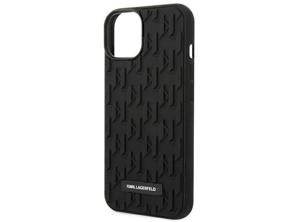 Funda con monograma 3D de Karl Lagerfeld para iPhone 14 Plus - Negra