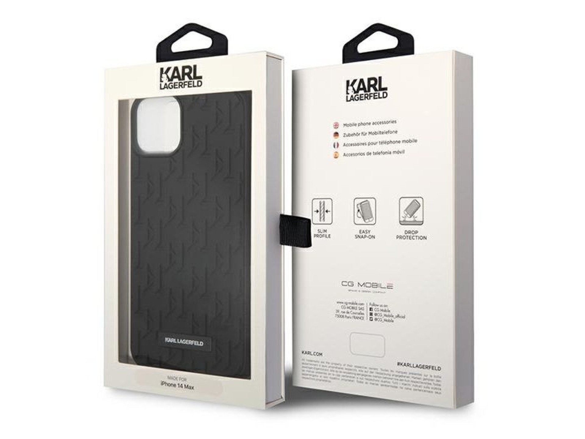 Funda con monograma 3D de Karl Lagerfeld para iPhone 14 Plus - Negra