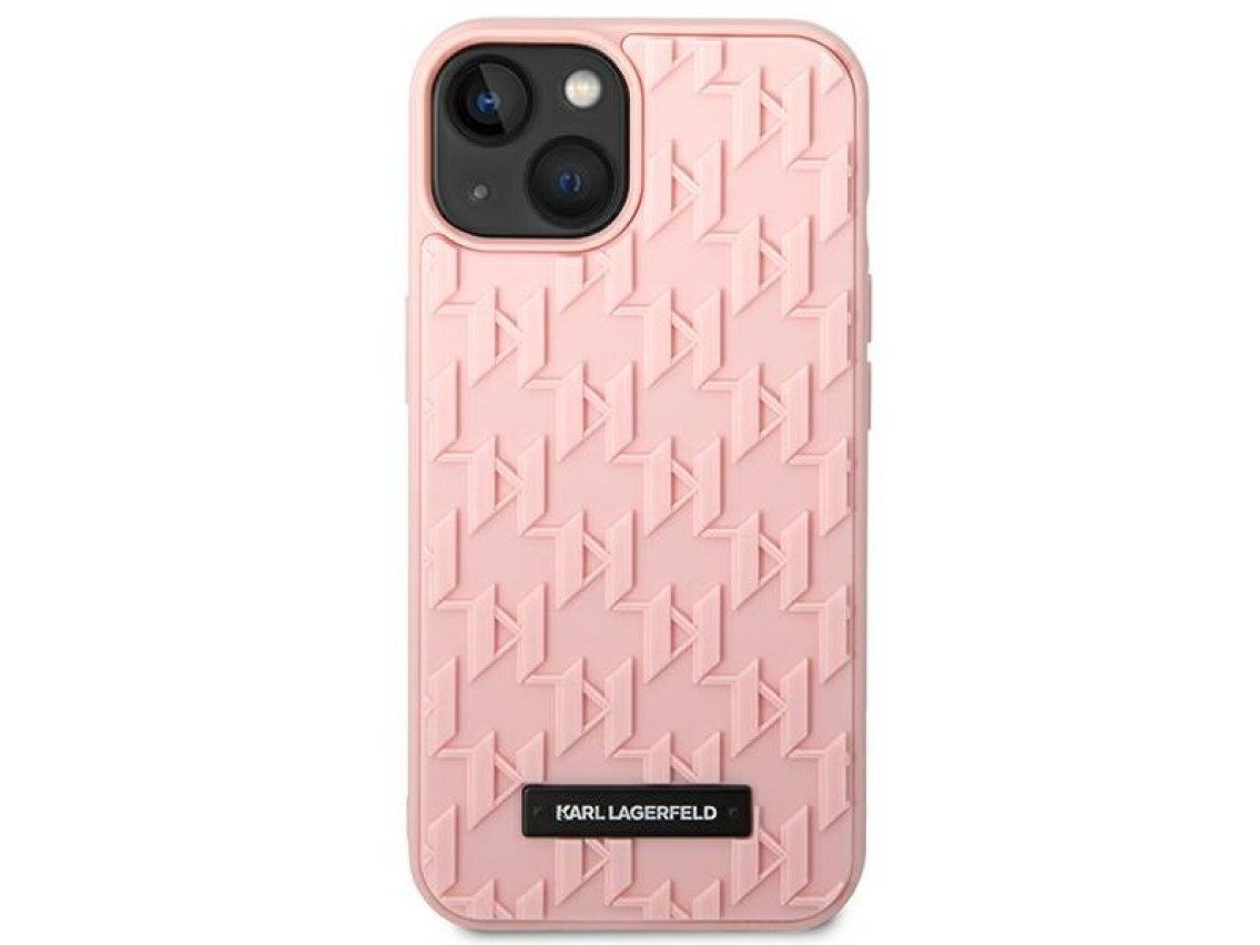 Funda con monograma 3D de Karl Lagerfeld para iPhone 14 Plus - Rosa