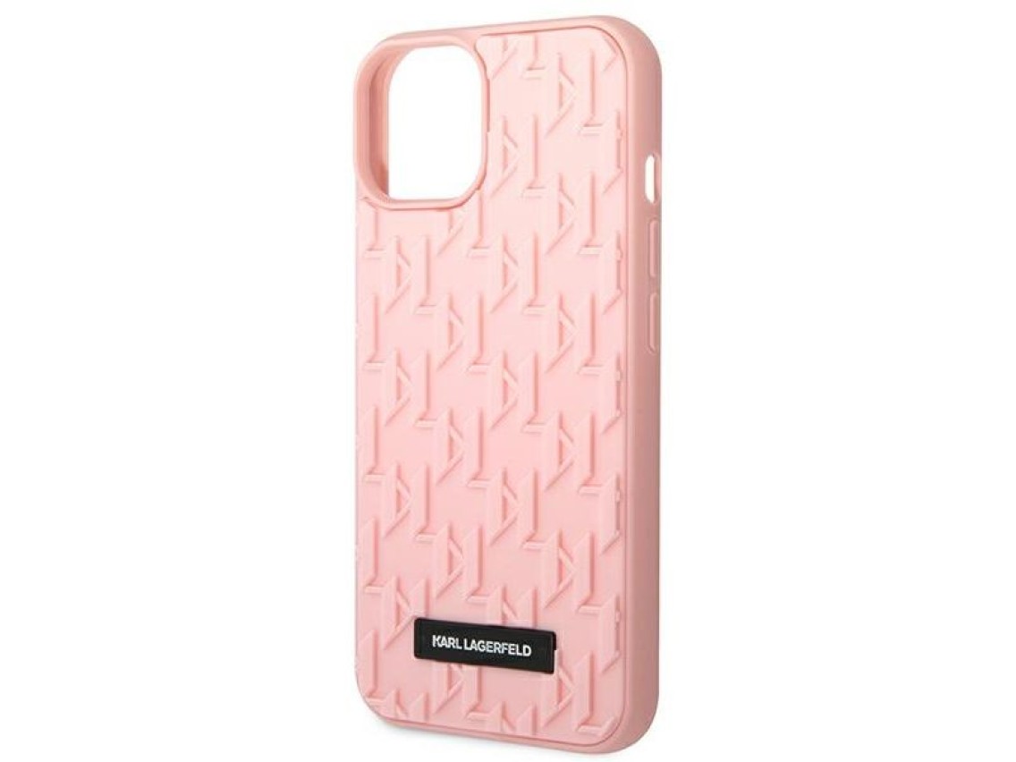 Funda con monograma 3D de Karl Lagerfeld para iPhone 14 Plus - Rosa