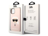 Capa rígida rosa Karl Lagerfeld KLHCP14MSLKHLP para iPhone 14 Plus 6.7" com silicone rosa e a cabeça Capa rígida rosa Karl Lagerfeld KLHCP14MSLKHLP para iPhone 14 Plus 6.7" com silicone rosa e a cabeça