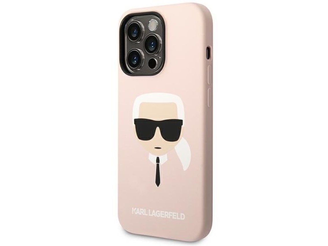 Karl Lagerfeld KLHCP14LSLKHLP iPhone 14 Pro 6.1 "capa rígida rosa / silicone rosa com a cabeça de Ka
