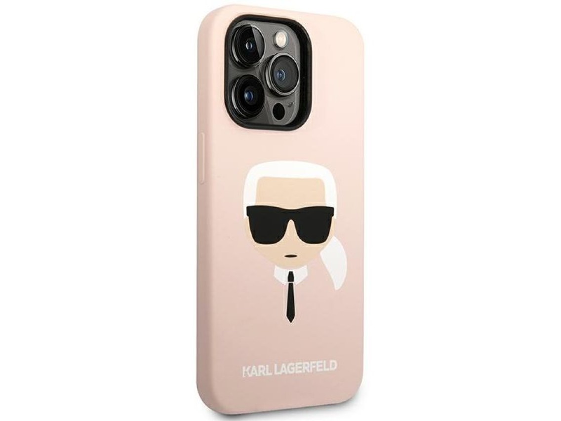 Karl Lagerfeld KLHCP14LSLKHLP iPhone 14 Pro 6.1 "capa rígida rosa / silicone rosa com a cabeça de Ka