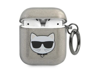 Karl Lagerfeld KLA2UCHGK AirPods 1/2 cover black/black Glitter Choupette