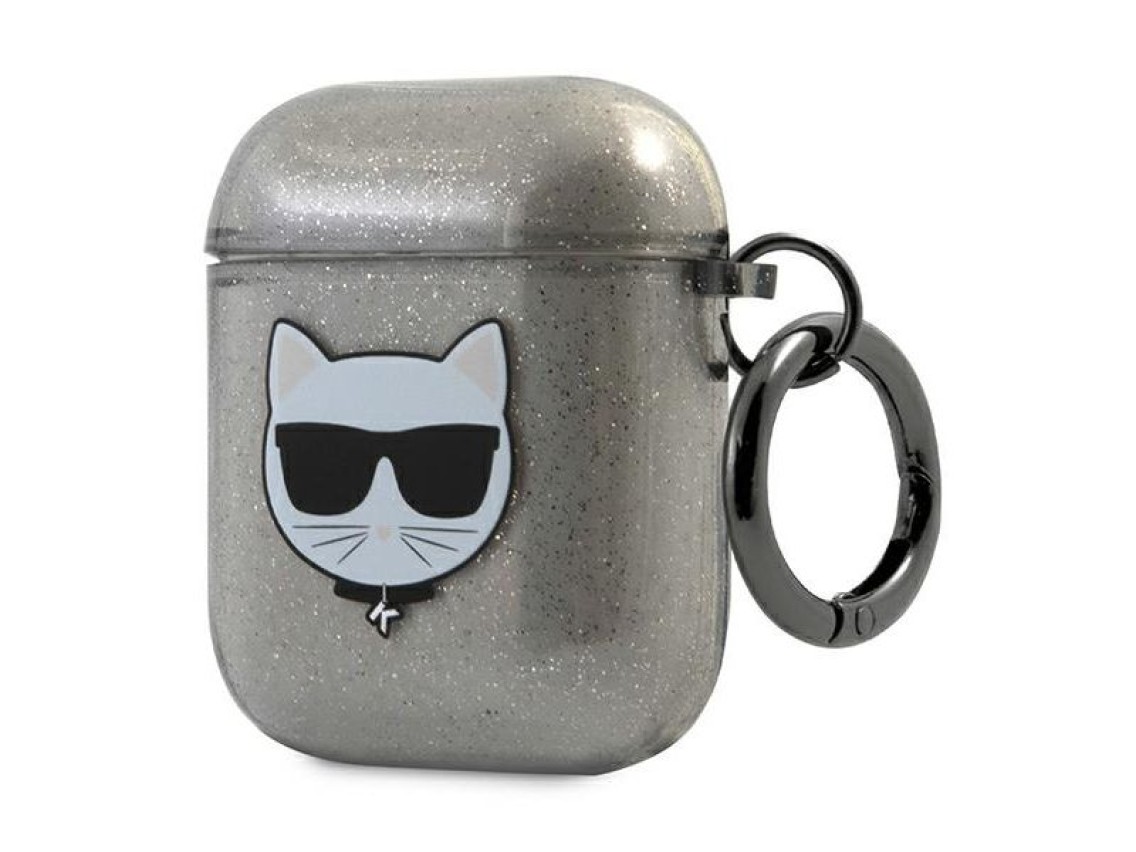 Karl Lagerfeld KLA2UCHGK AirPods 1/2 cover black/black Glitter Choupette