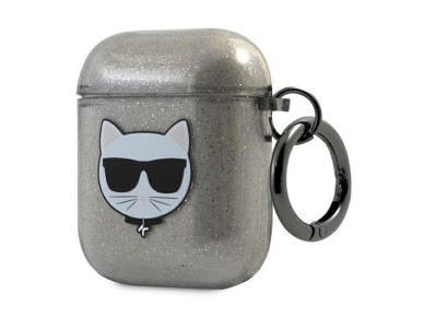 Karl Lagerfeld KLA2UCHGK AirPods 1/2 cover black/black Glitter Choupette