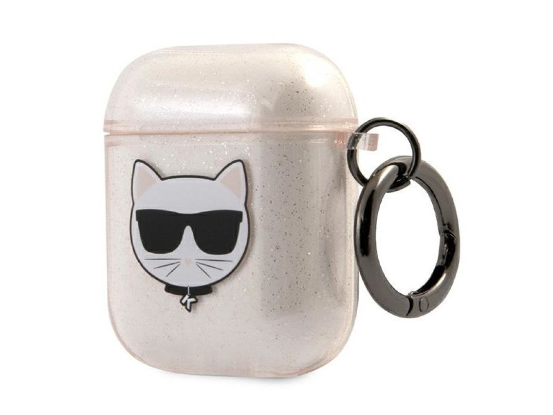 Funda Karl Lagerfeld Glitter Choupette para AirPods 1/2 - Dorada