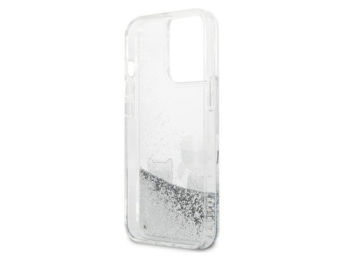 Funda Karl&Choupette con purpurina líquida de Karl Lagerfeld para iPhone 13 Pro Max de 6,7" - platea