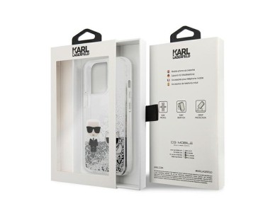 Karl Lagerfeld Liquid Glitter Karl&Choupette case for iPhone 13 Pro Max 6.7" - silver Karl Lagerfeld Liquid Glitter Karl&Choupette case for iPhone 13 Pro Max 6.7" - silver