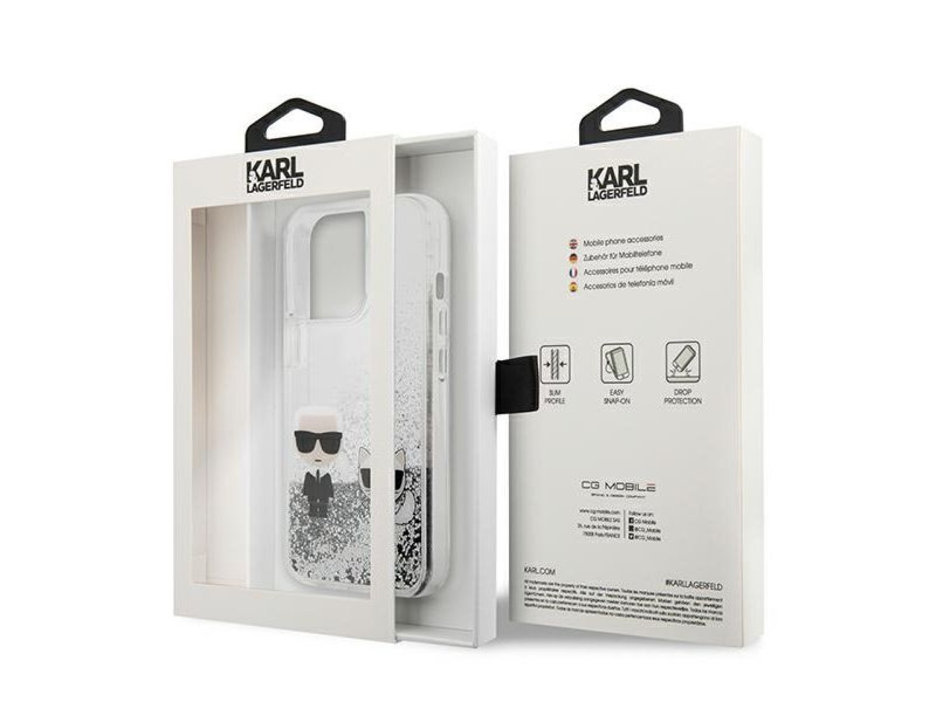 Funda Karl&Choupette con purpurina líquida de Karl Lagerfeld para iPhone 13 Pro Max de 6,7