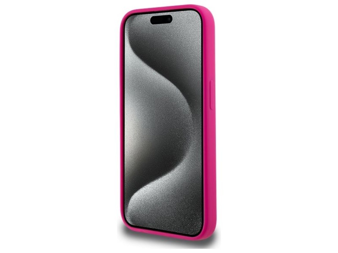 Capa rígida de silicone Karl Lagerfeld KLHMP15XSKHPPLF para iPhone 15 Pro Max 6.7" fúcsia/fúcsia com