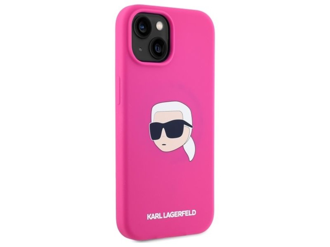 Funda rígida de silicona Karl Lagerfeld KLHMP15SSKHPPLF para iPhone 15 de 6,1" color fucsia/fuschia,