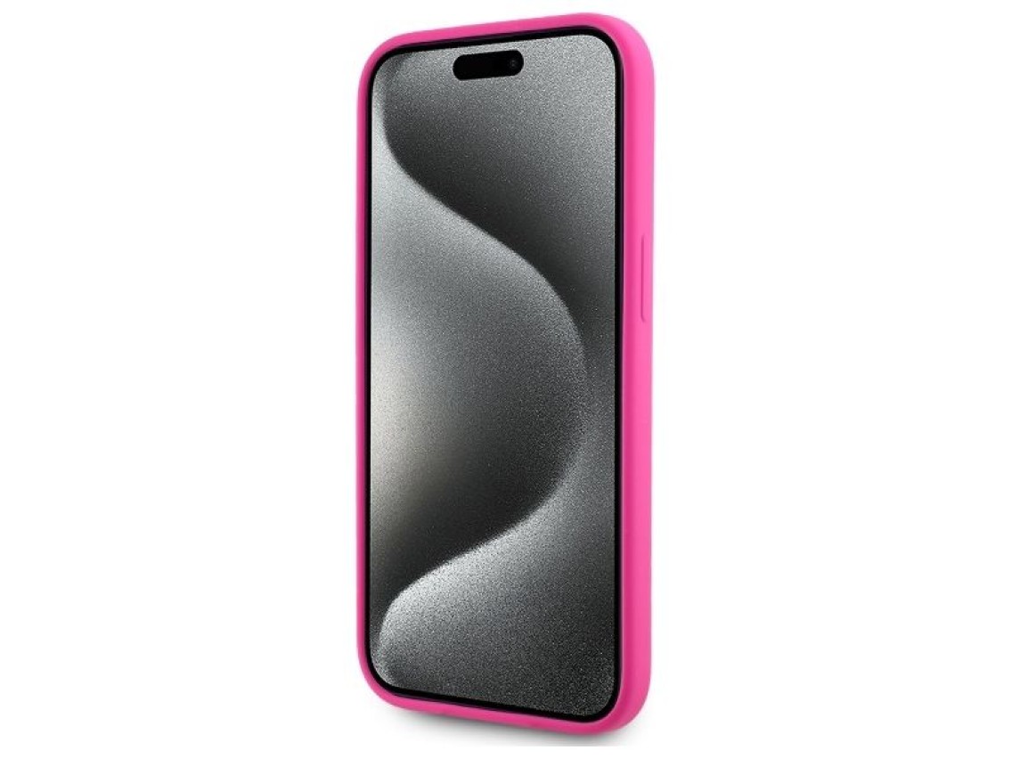 Funda rígida de silicona Karl Lagerfeld KLHMP15SSKHPPLF para iPhone 15 de 6,1" color fucsia/fuschia,