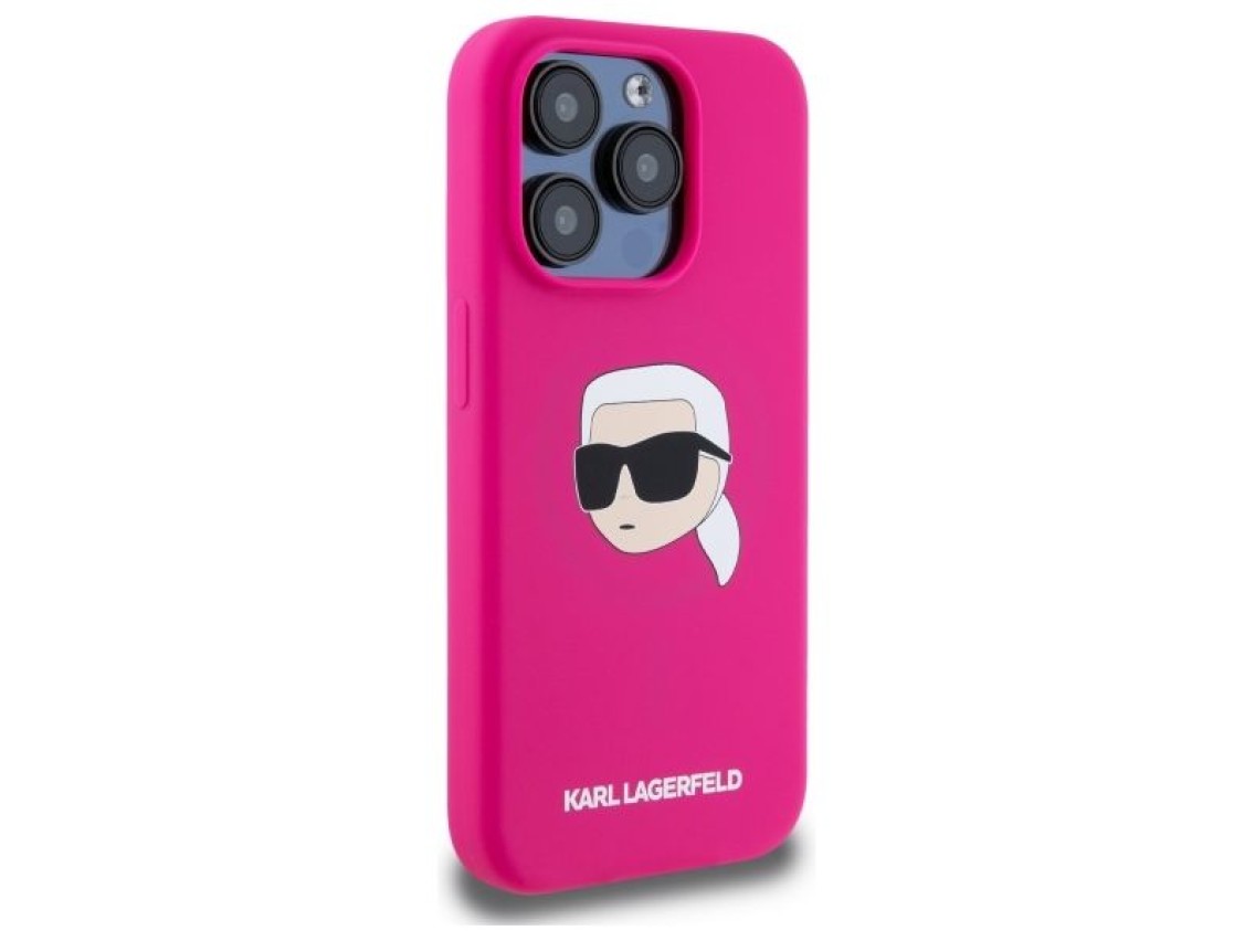 Capa rígida de silicone Karl Lagerfeld KLHMP15XSKHPPLF para iPhone 15 Pro Max 6.7" fúcsia/fúcsia com