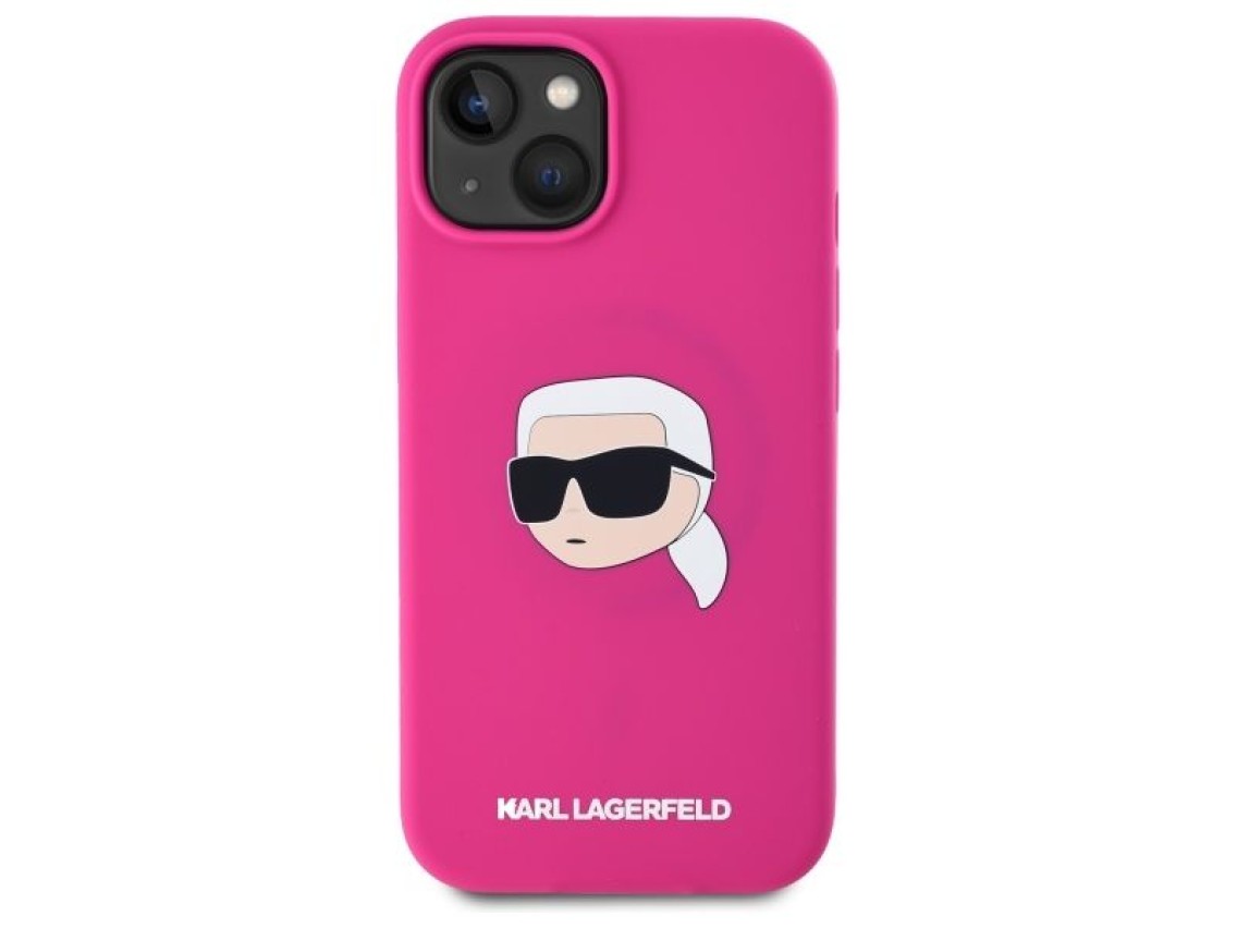 Funda rígida de silicona Karl Lagerfeld KLHMP15SSKHPPLF para iPhone 15 de 6,1" color fucsia/fuschia,