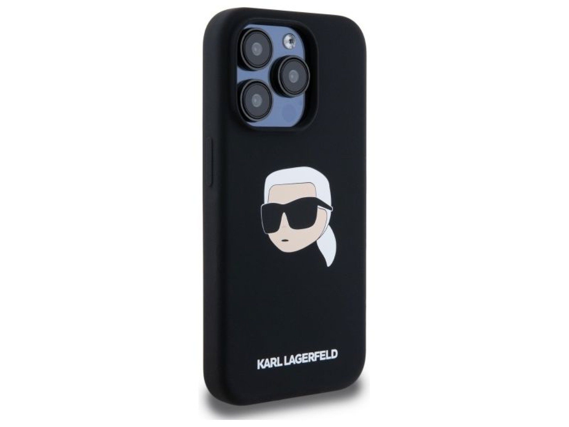 Capa rígida de silicone com estampa da cabeça de Karl Lagerfeld KLHMP15LSKHPPLK para iPhone 15 Pro 6