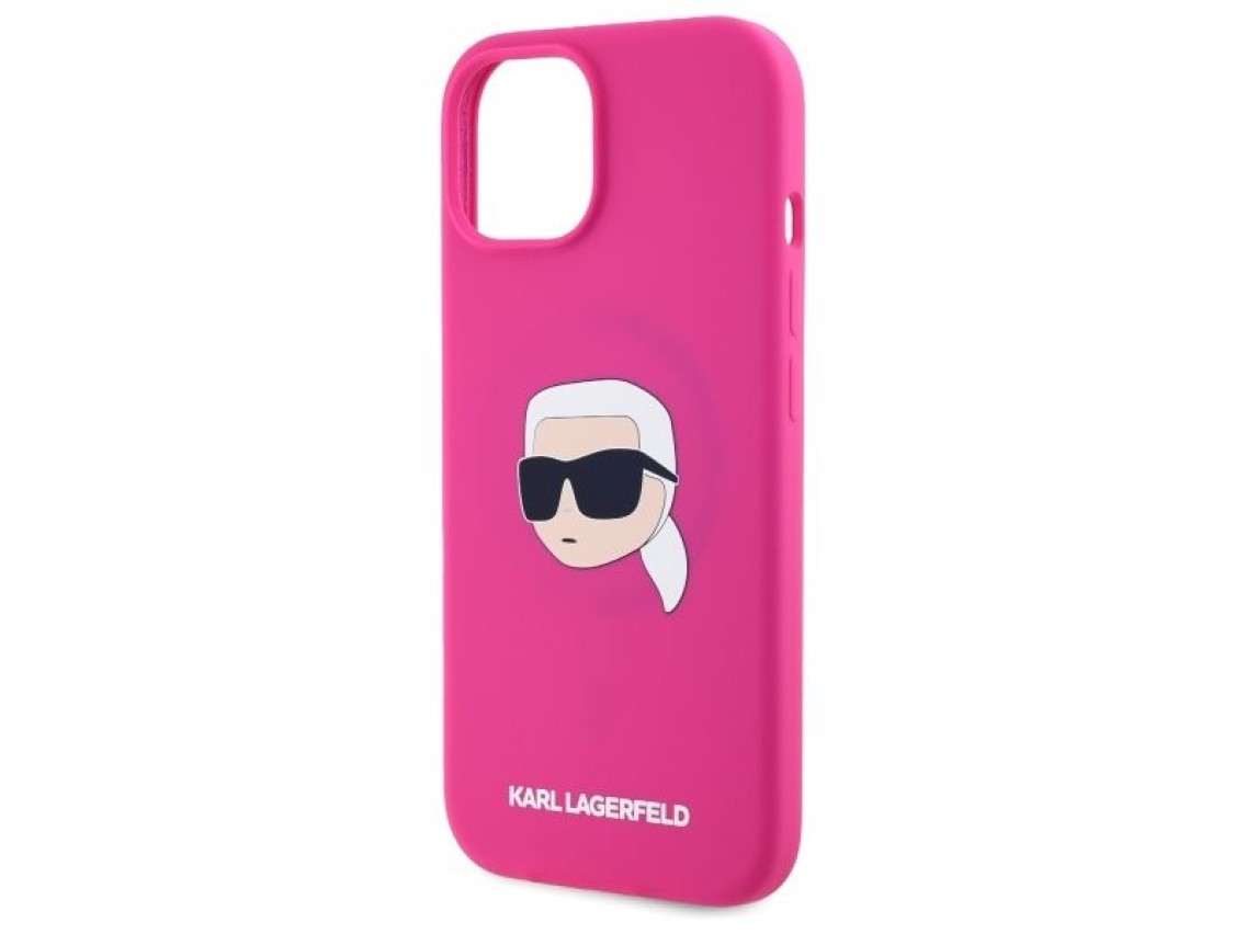 Funda rígida de silicona Karl Lagerfeld KLHMP15SSKHPPLF para iPhone 15 de 6,1" color fucsia/fuschia,