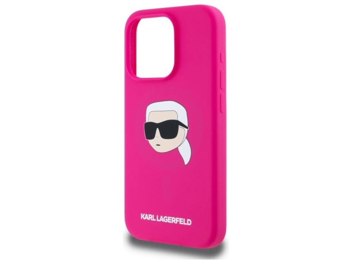 Capa rígida de silicone Karl Lagerfeld KLHMP15XSKHPPLF para iPhone 15 Pro Max 6.7" fúcsia/fúcsia com