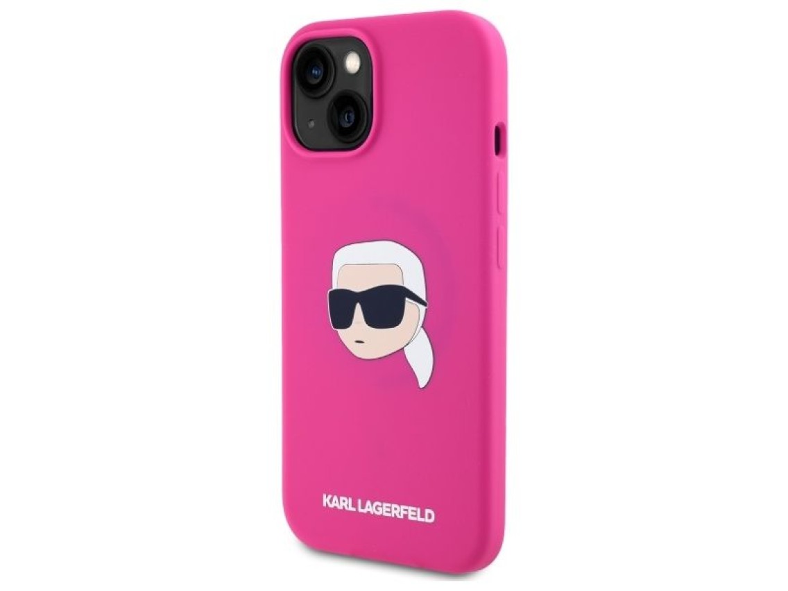 Funda rígida de silicona Karl Lagerfeld KLHMP15SSKHPPLF para iPhone 15 de 6,1" color fucsia/fuschia,
