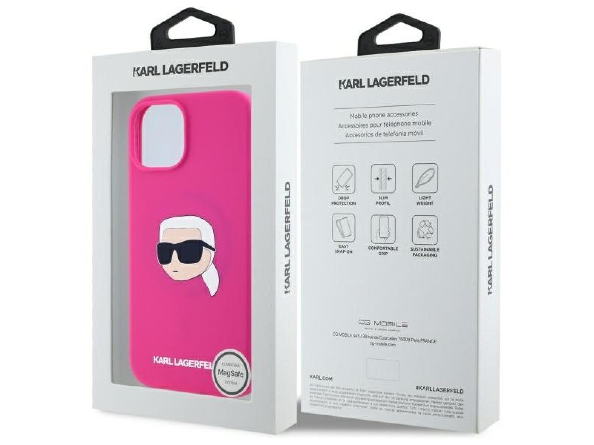 Funda rígida de silicona Karl Lagerfeld KLHMP15SSKHPPLF para iPhone 15 de 6,1
