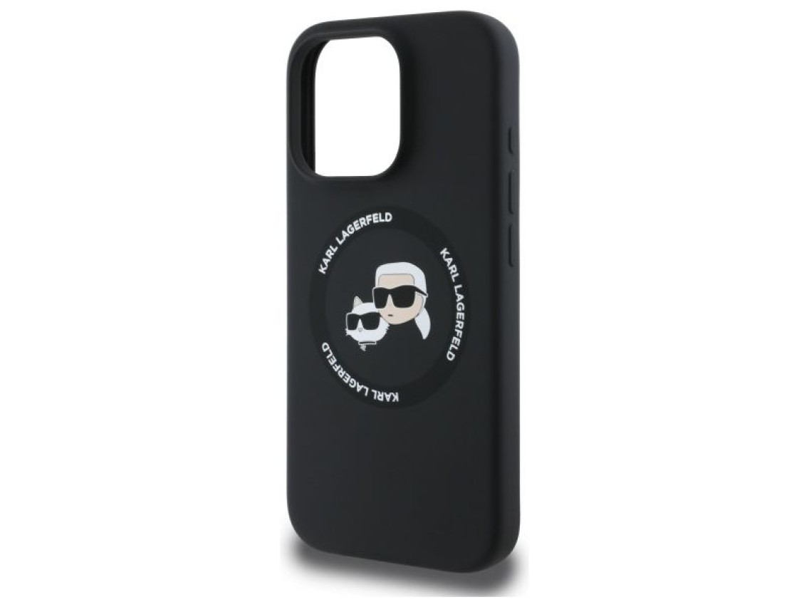 Funda rígida negra/negra Karl Lagerfeld KLHMP16XSKCHTCK para iPhone 16 Pro Max de 6,9" con cabezales