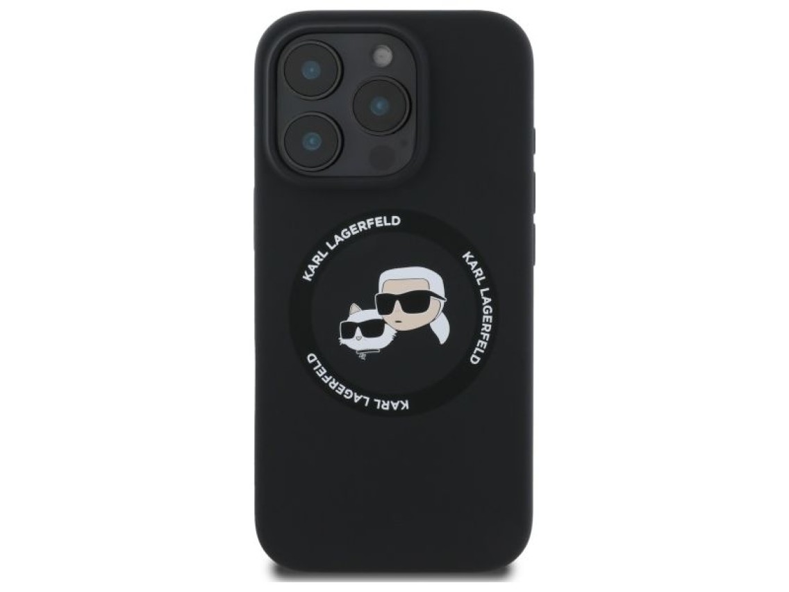 Funda rígida negra/negra Karl Lagerfeld KLHMP16XSKCHTCK para iPhone 16 Pro Max de 6,9" con cabezales