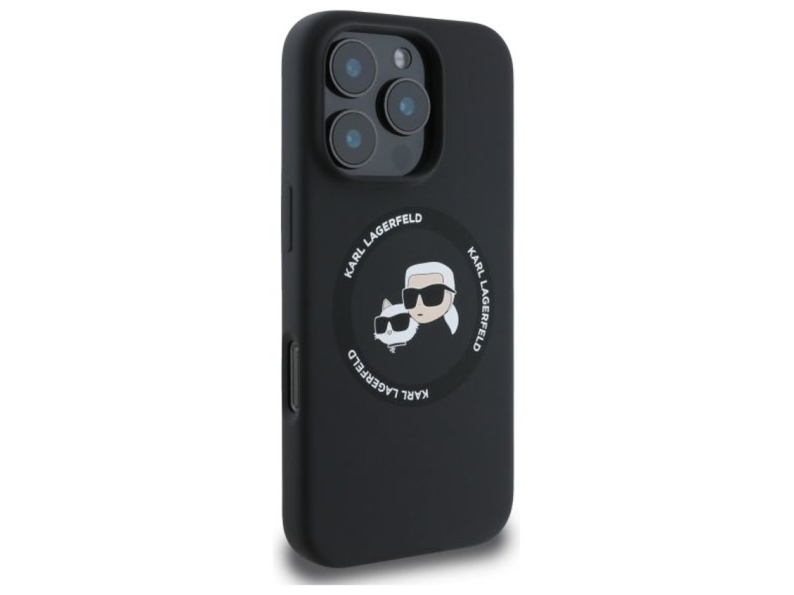 Funda rígida negra/negra Karl Lagerfeld KLHMP16XSKCHTCK para iPhone 16 Pro Max de 6,9" con cabezales