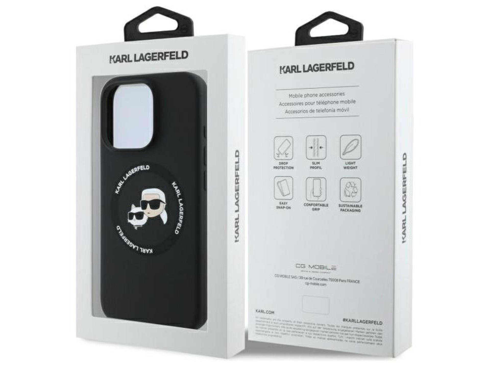 Funda rígida negra/negra Karl Lagerfeld KLHMP16XSKCHTCK para iPhone 16 Pro Max de 6,9