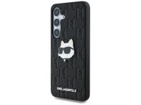 Capa para Samsung Galaxy S25 em couro com monograma Karl Lagerfeld e broche com o logo da Choupette Capa para Samsung Galaxy S25 em couro com monograma Karl Lagerfeld e broche com o logo da Choupette