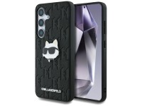 Capa para Samsung Galaxy S25 em couro com monograma Karl Lagerfeld e broche com o logo da Choupette Capa para Samsung Galaxy S25 em couro com monograma Karl Lagerfeld e broche com o logo da Choupette