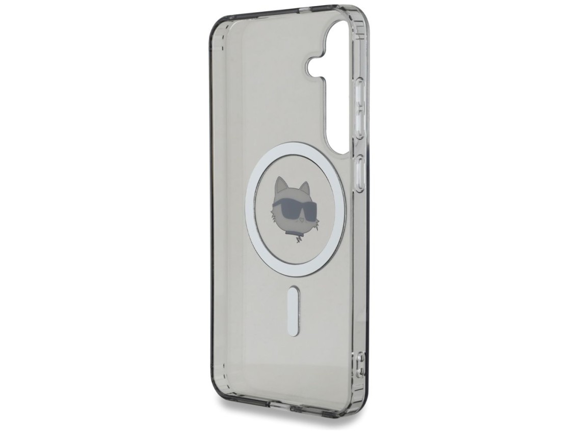 Karl Lagerfeld Button Choupette Head Printed Logo MagSafe Samsung Galaxy S25 case black