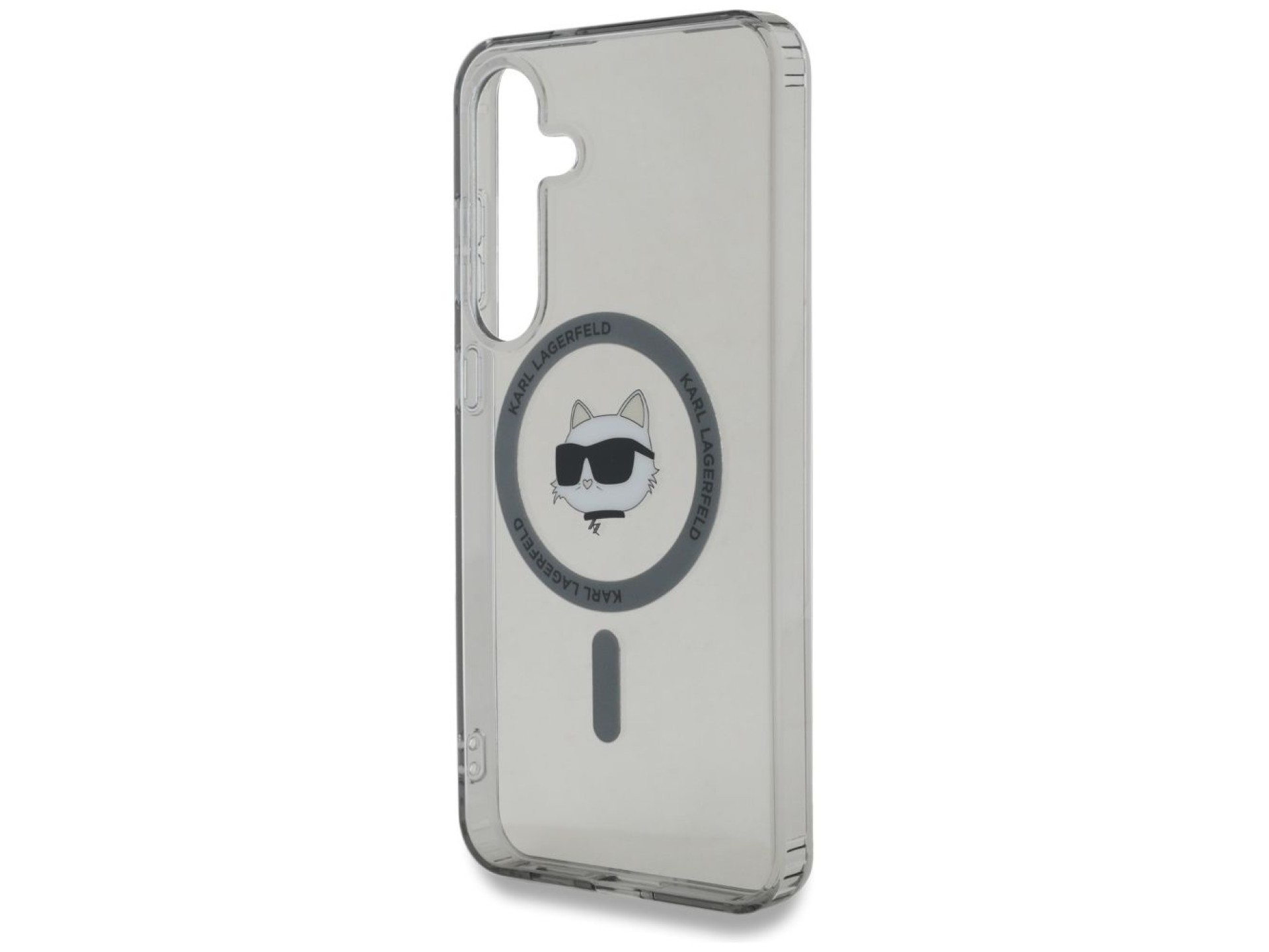 Karl Lagerfeld Button Choupette Head Printed Logo MagSafe Samsung Galaxy S25 case black