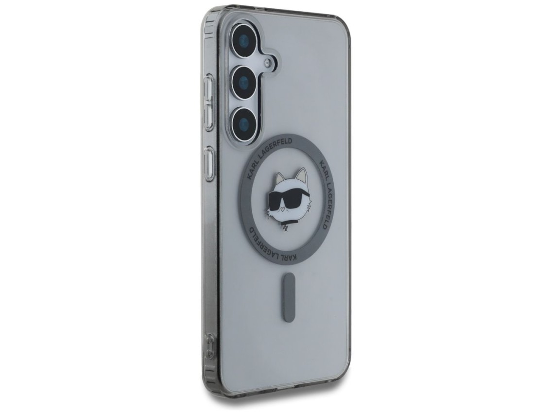 Karl Lagerfeld Button Choupette Head Printed Logo MagSafe Samsung Galaxy S25 case black