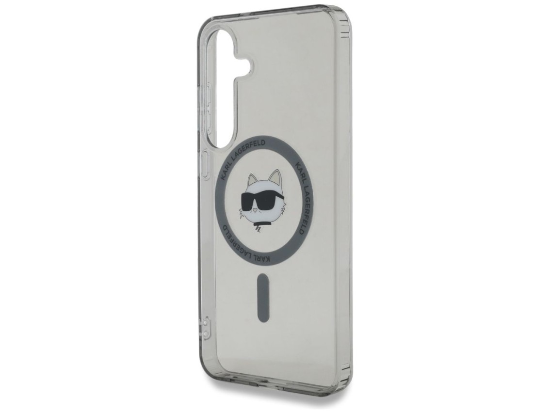 Karl Lagerfeld Button Choupette Head Printed Logo MagSafe Samsung Galaxy S25 case black