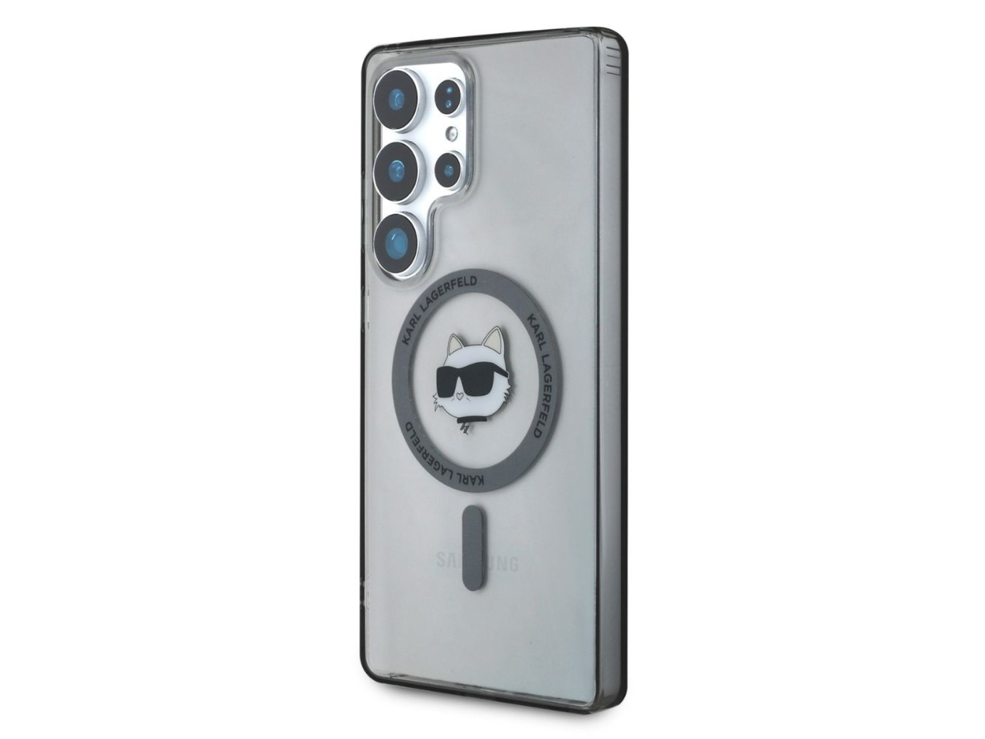 Karl Lagerfeld Button Choupette Head Printed Logo MagSafe Samsung Galaxy S25 Ultra case black
