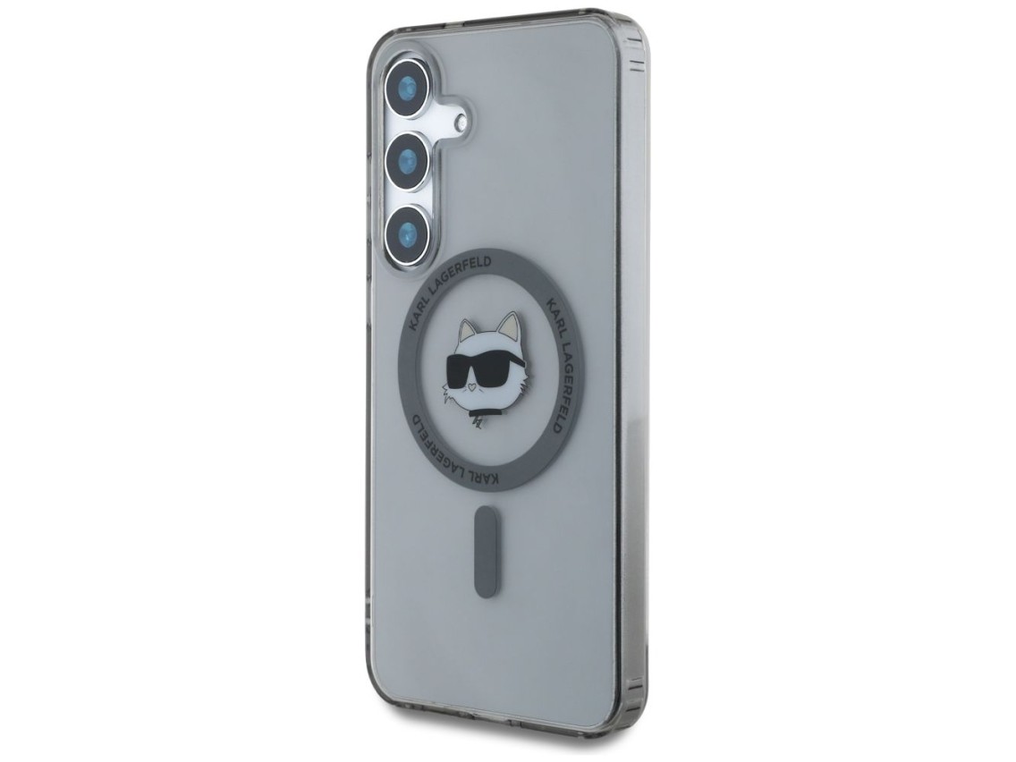 Karl Lagerfeld Button Choupette Head Printed Logo MagSafe Samsung Galaxy S25 case black